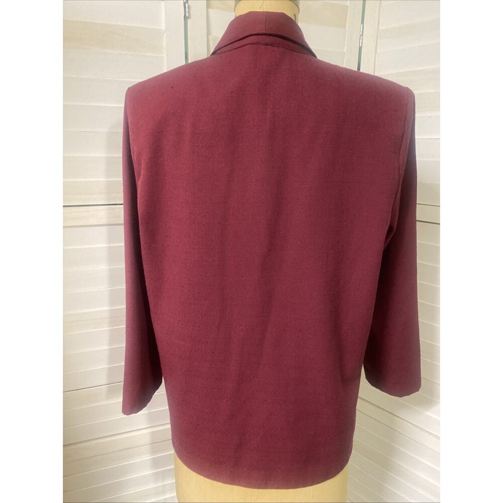 80s 90s Ship N Shore Women’s Sz 10P Med Blazer Jacket Maroon Single Breasted - Picture 3 of 8